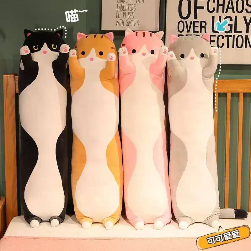Bolster Pillow Long - Peluche chat mignonne de 50 cm