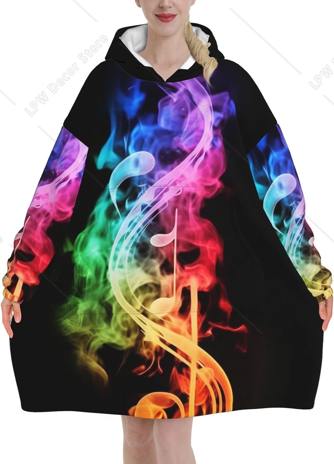 Home Textiles Notes - Sweat-shirt à capuche imprimé notes de